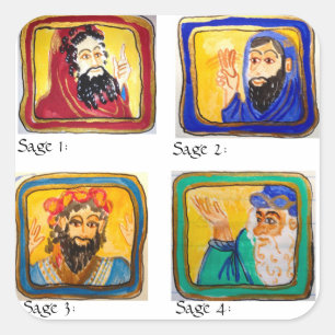 Talmud Study Aid: Four Sages Square Sticker
