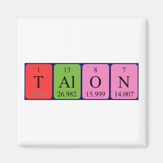 Talon periodic table name magnet (Front)