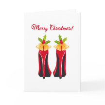 Talons hauts rouges avec la carte pliée de Bells