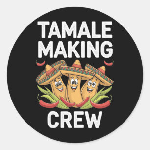 Tamale Making Crew Funny Mexican Christmas Pyjamas Classic Round Sticker