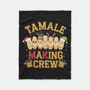 Tamale Making Crew Funny Mexican Christmas Pyjamas Fleece Blanket
