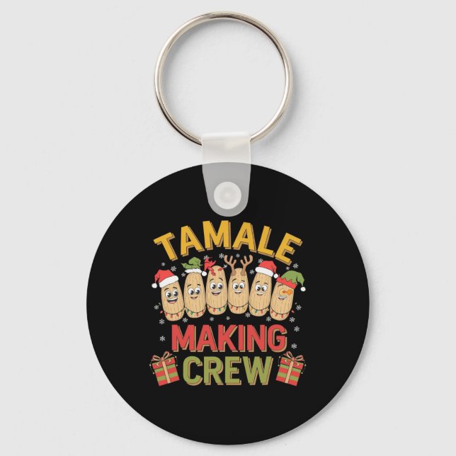 Tamale Making Crew Funny Mexican Christmas Pyjamas Keychain (Front)