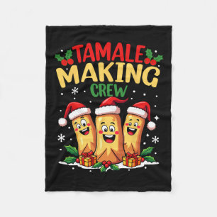 Tamale Making Crew Funny Mexican Christmas Santa T Fleece Blanket