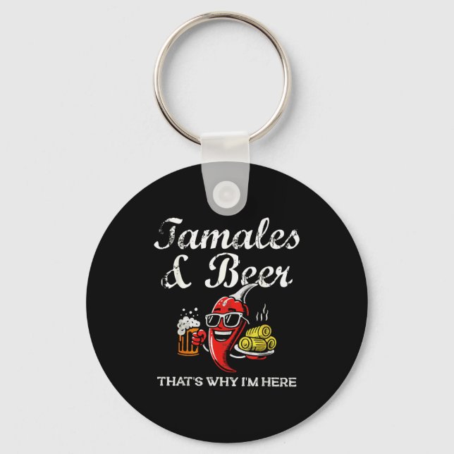 Tamales &amp; Beer Funny Tamale Season Mexican Chr Keychain (Front)
