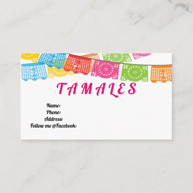 Tamales Business Cards  (Back)