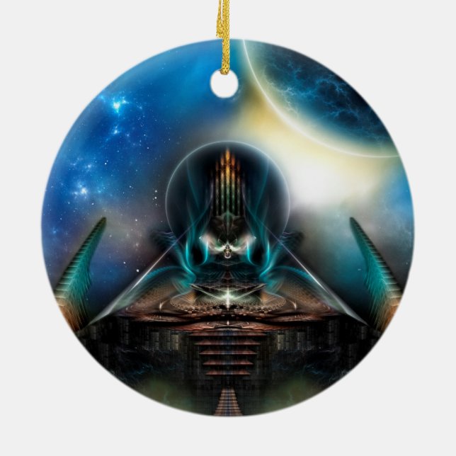Tamalin 5 Science Fiction Fractal Artwork Ceramic Ornament (Back)