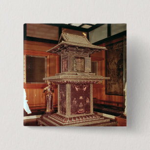 Tamamushi shrine from the Horyu Ji Temple 2 Inch Square Button