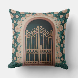 Taman Gate Relief 3D Batik Motif Throw Pillow