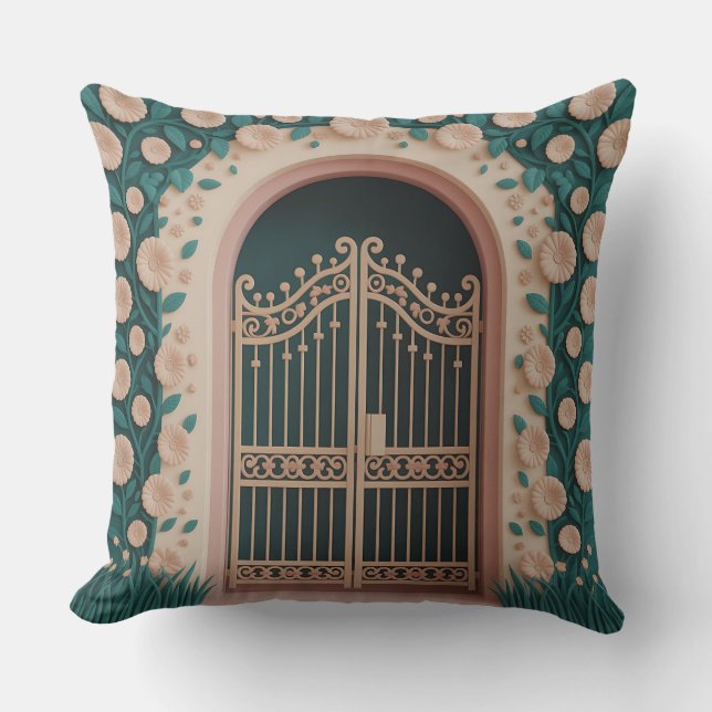 Taman Gate Relief 3D Batik Motif Throw Pillow (Front)