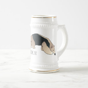 Tamandua cartoon illustration beer stein