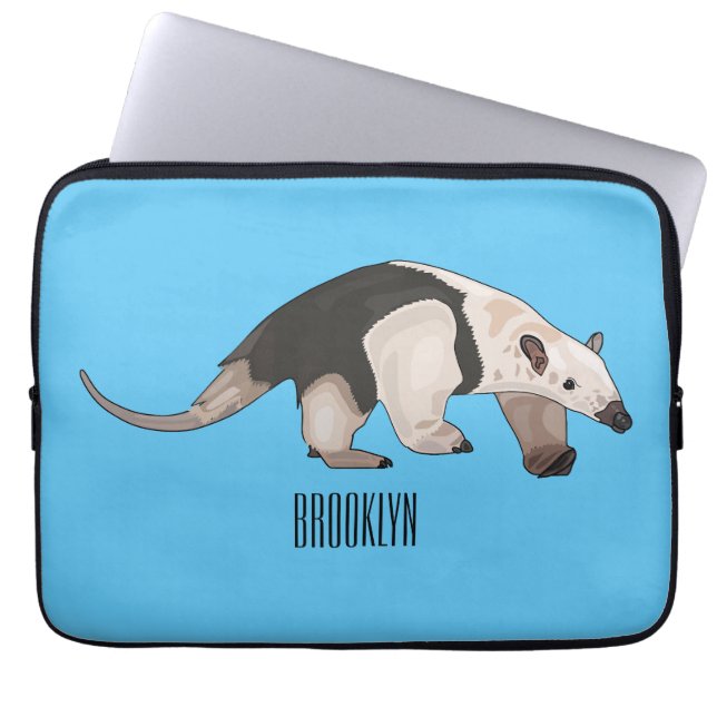 Tamandua cartoon illustration laptop sleeve (Front)