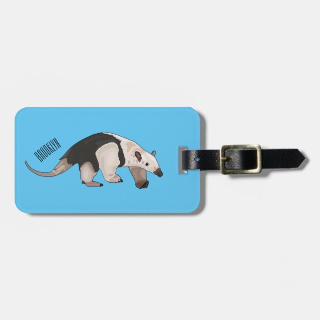 Tamandua cartoon illustration luggage tag (Front Horizontal)