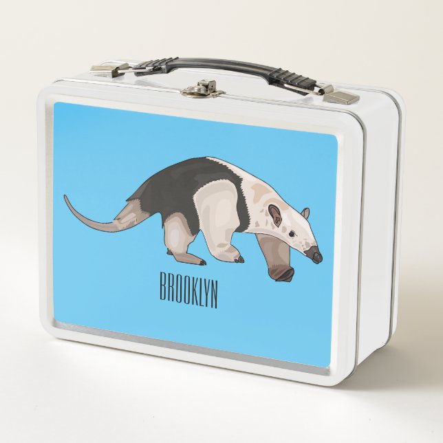 Tamandua cartoon illustration metal lunch box (Front)