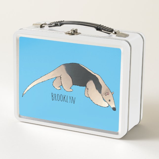 Tamandua cartoon illustration  metal lunch box (Front)