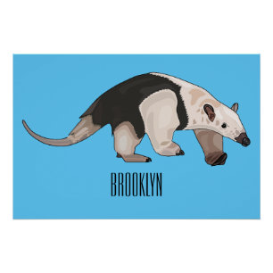 Tamandua cartoon illustration poster