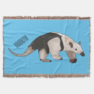 Tamandua cartoon illustration throw blanket