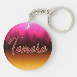 Tamara First name Golden pink keychain