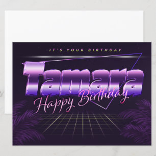Tamara Name First name lila retro card Birthday