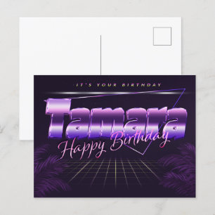 Tamara Name Vorname lila Postkarte Geburtstag Postcard