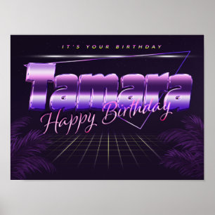 Tamara Name Vorname lila retro Poster Geburtstag