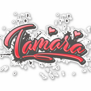 Tamara red Heart Graffiti Sticker