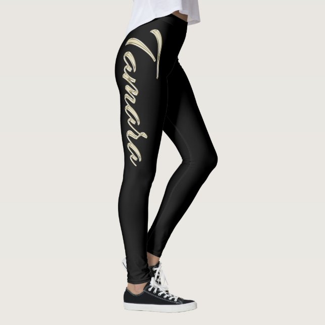 Tamara white gold Handwriting trousers Leggings (Right)