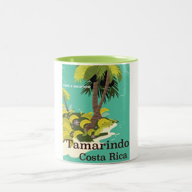 Tamarindo Costa Rica travel poster Two-Tone Coffee Mug (Center)