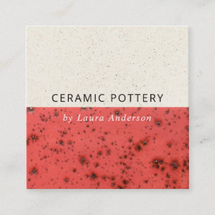 TAMATO RED CERAMIC POTTERY GLAZED SPECKLED TEXTURE SQUARE BUSINESS CARD