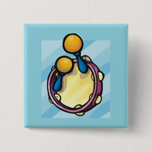 Tamborine And Maraccas 2 Inch Square Button