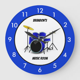 Tambour bleu personnalisé Musique grande horloge