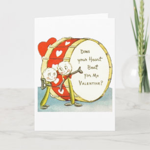 Tambour vintage Carte Saint Valentin