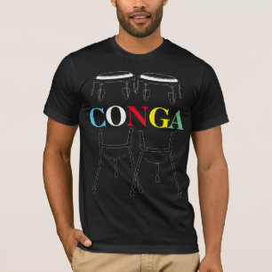 Tambours de Conga et T-shirt noir des textes
