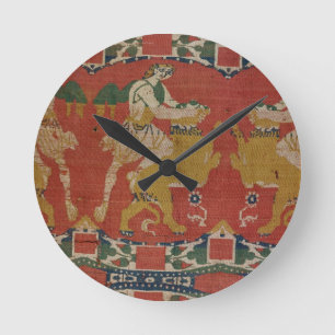Taming of the Wild Animal, Byzantine tapestry frag Round Clock
