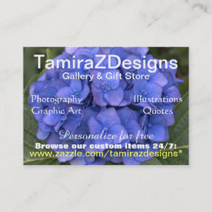 TamiraZDesigns Blue Hydrangea Business Card