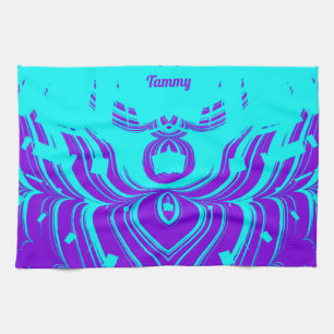 TAMMY ~ FLUORO SHADES ~ 3D ~ Purple Aqua ~  Kitchen Towel