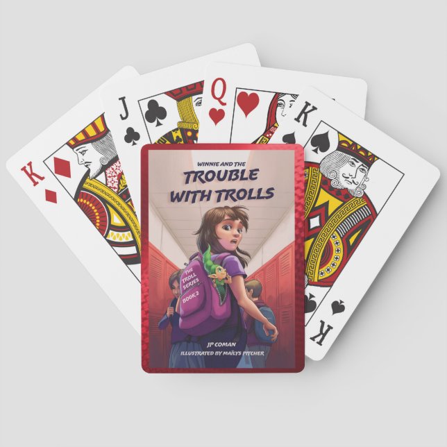 Tammy is hiding in Winnies backpack at school Playing Cards (Back)