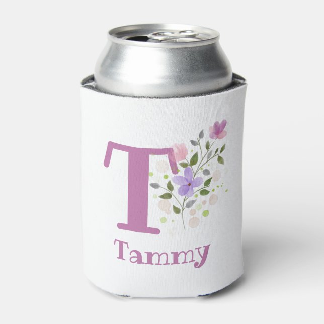 Tammy Name with a Floral Design Can Cooler (Can Front)