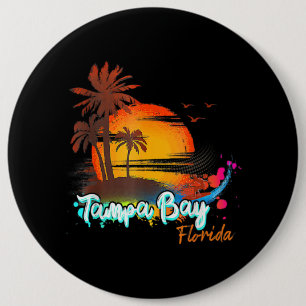 Tampa Bay Florida Beach Summer Vacation Palm Trees 6 Inch Round Button