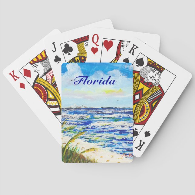 Tampa Bay Florida Beach Sunshine Skyway Bridge Playing Cards (Back)