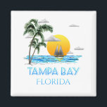 Tampa Bay Florida Sailing Magnet<br><div class="desc">Do you love to sail? Own a sailboat? This nautical graphic art of a sailboat sailing out on the open water of Tampa Bay Florida in front of an ocean sunset with palm trees and calm waters. Nautical art design for any sailor out there. Show your love of sailing with...</div>