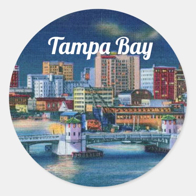 Tampa Bay vintage scene Classic Round Sticker (Front)