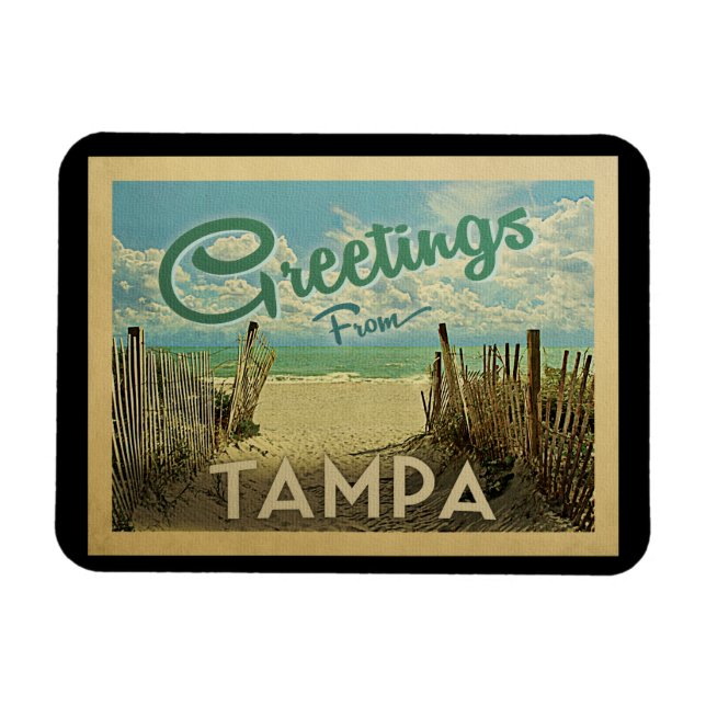Tampa Beach Vintage Travel Magnet (Horizontal)