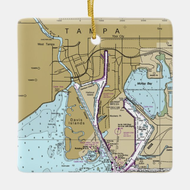 Tampa FL Nautical Chart Ceramic Ornament (Front)