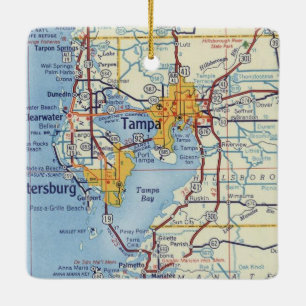 Tampa FL Vintage Map Ceramic Ornament