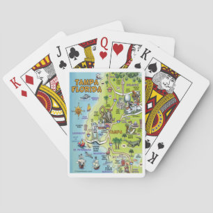 Tampa Florida Cartoon Map Playing Cards