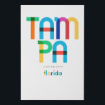 Tampa Florida Mid Century, Pop Art, Faux Canvas Print<br><div class="desc">Tampa Florida classic retro throwback style from the 60s 70s and 80s. Bright primary colours in the 20th-century abstract art style with simple geometric elements. Vintage pop art. Simple bold,  wear your hometown out loud.</div>