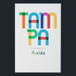 Tampa Florida Mid Century, Pop Art, Faux Canvas Print<br><div class="desc">Tampa Florida classic retro throwback style from the 60s 70s and 80s. Bright primary colours in the 20th-century abstract art style with simple geometric elements. Vintage pop art. Simple bold,  wear your hometown out loud.</div>