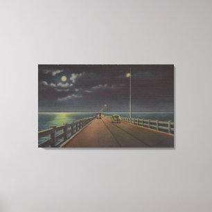 Tampa, Florida - Moonlit View of Gandy Bridge Canvas Print