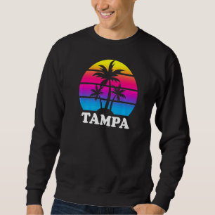 Tampa Florida Retro Palm Tree Sunset Vacation Beac Sweatshirt