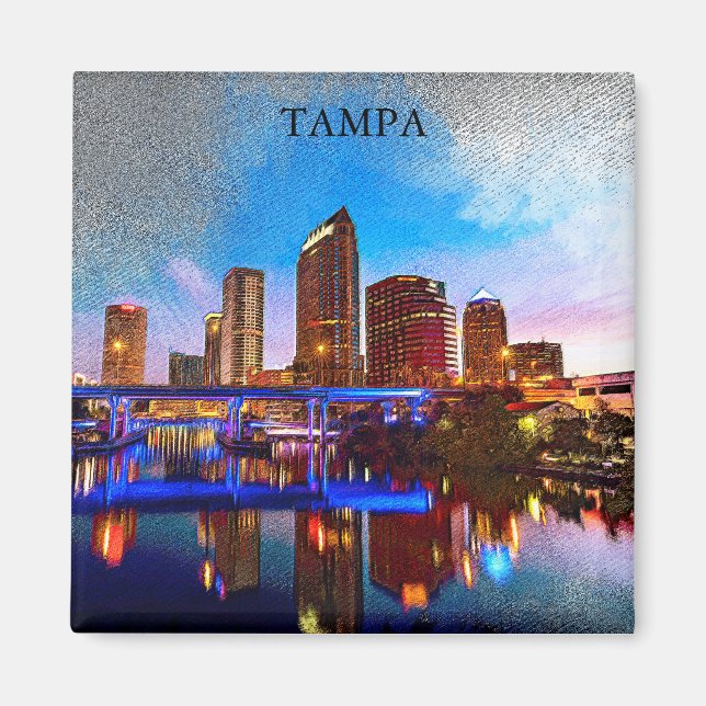 Tampa Florida Retro Vintage Travel Magnet (Front)